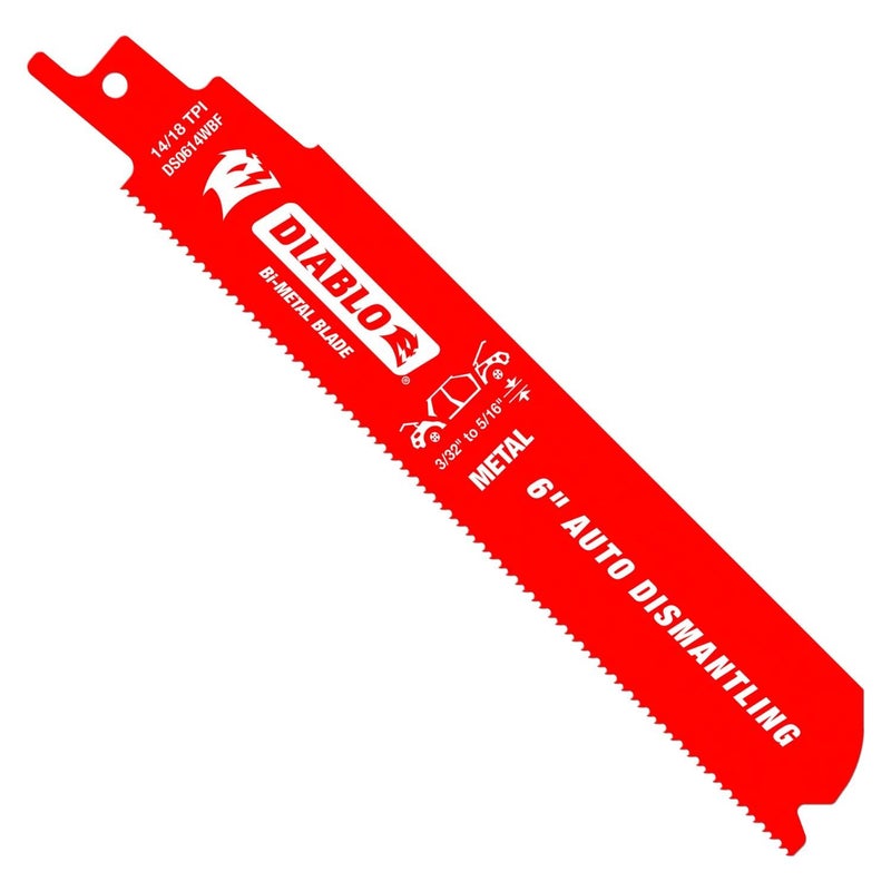 Diablo Bi - Metal Reciprocating Saw Blades for Auto Dismantling - Ultra-Hardened Edge for 5X Longer Life - 6" Length, Dual Tooth Design, 14/18 TPI, 25-Pack - DS0614WBF25 - Image 1
